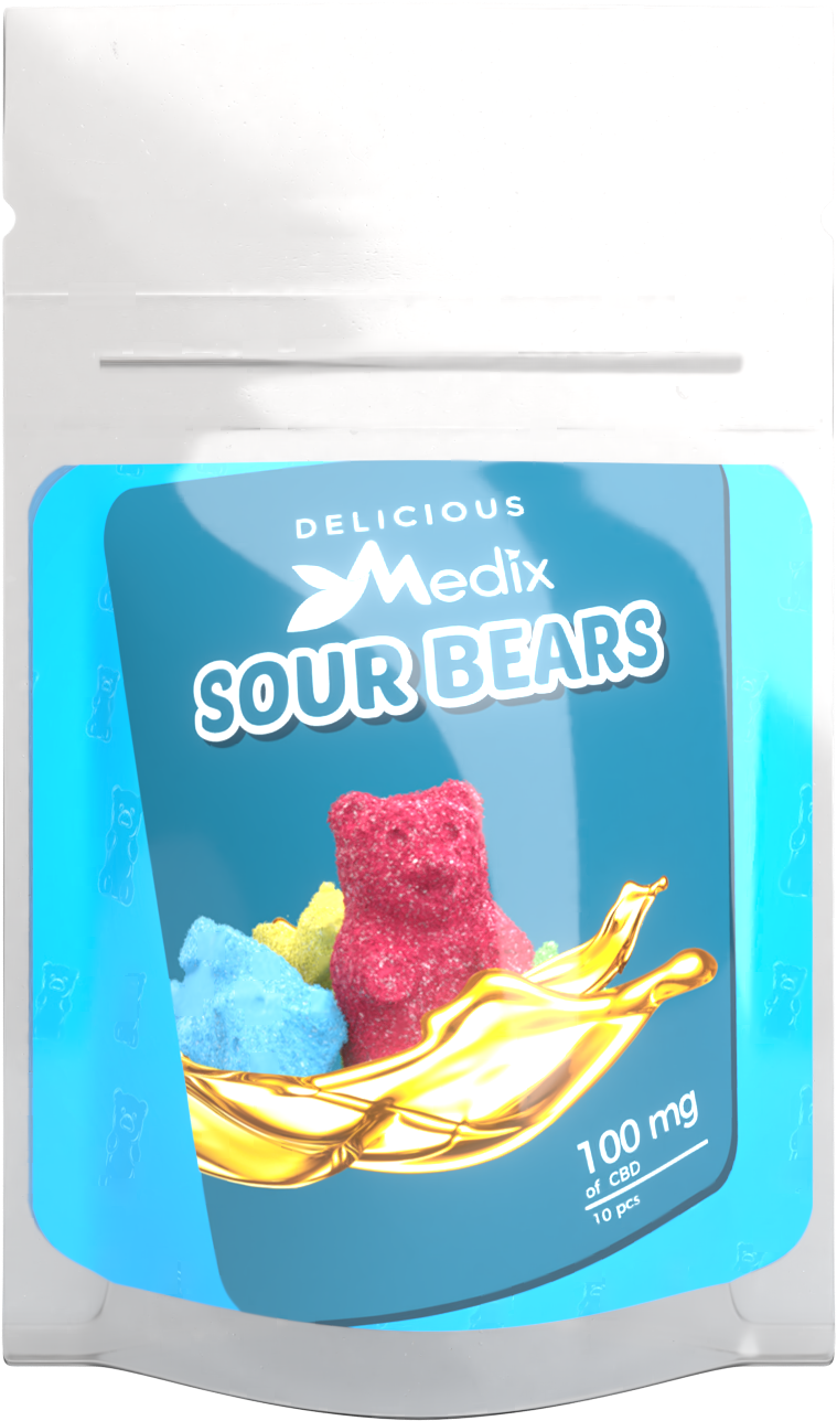 Medix Cbd Gummies Cbd Infused Sour Gummy Bears (1500x1500), Png Download