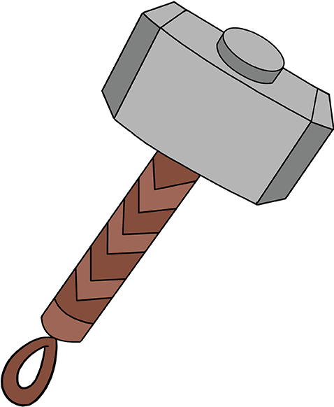 How To Draw Thor's Hammer - Step By Step Thor Hammer Drawing (680x678), Png Download