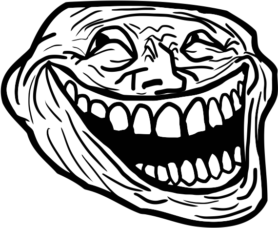 Face Black And White Line Art Head Headgear Bone - Troll Face (640x518), Png Download