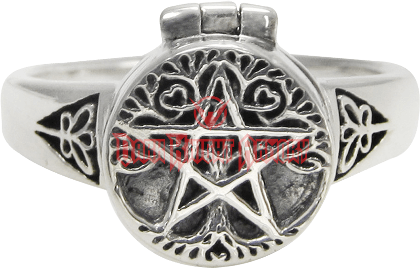 Sterling Silver Tree Pentacle Poison Ring - Silver (850x850), Png Download