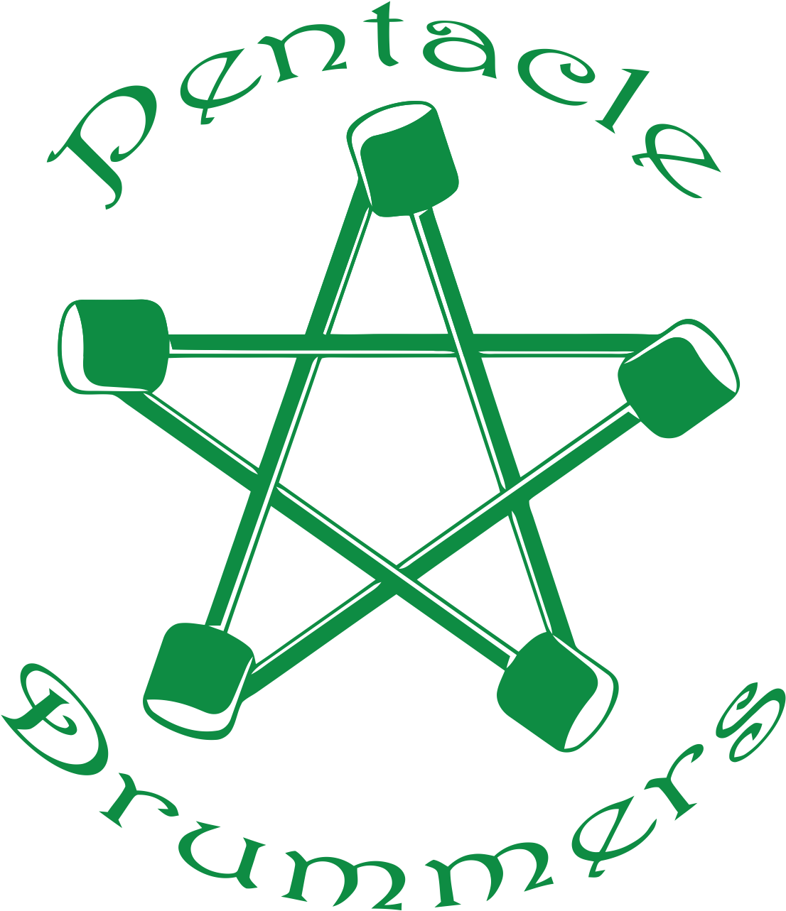 Pentacle Drummers - Triple Moon Pentacle Symbol (1342x1450), Png Download