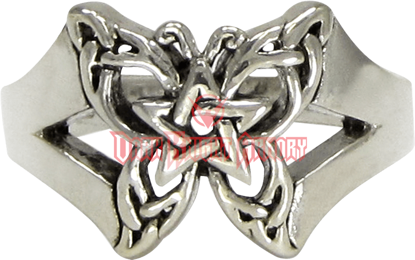 Sterling Silver Butterfly Pentacle Toe Ring - Engagement Ring (850x850), Png Download