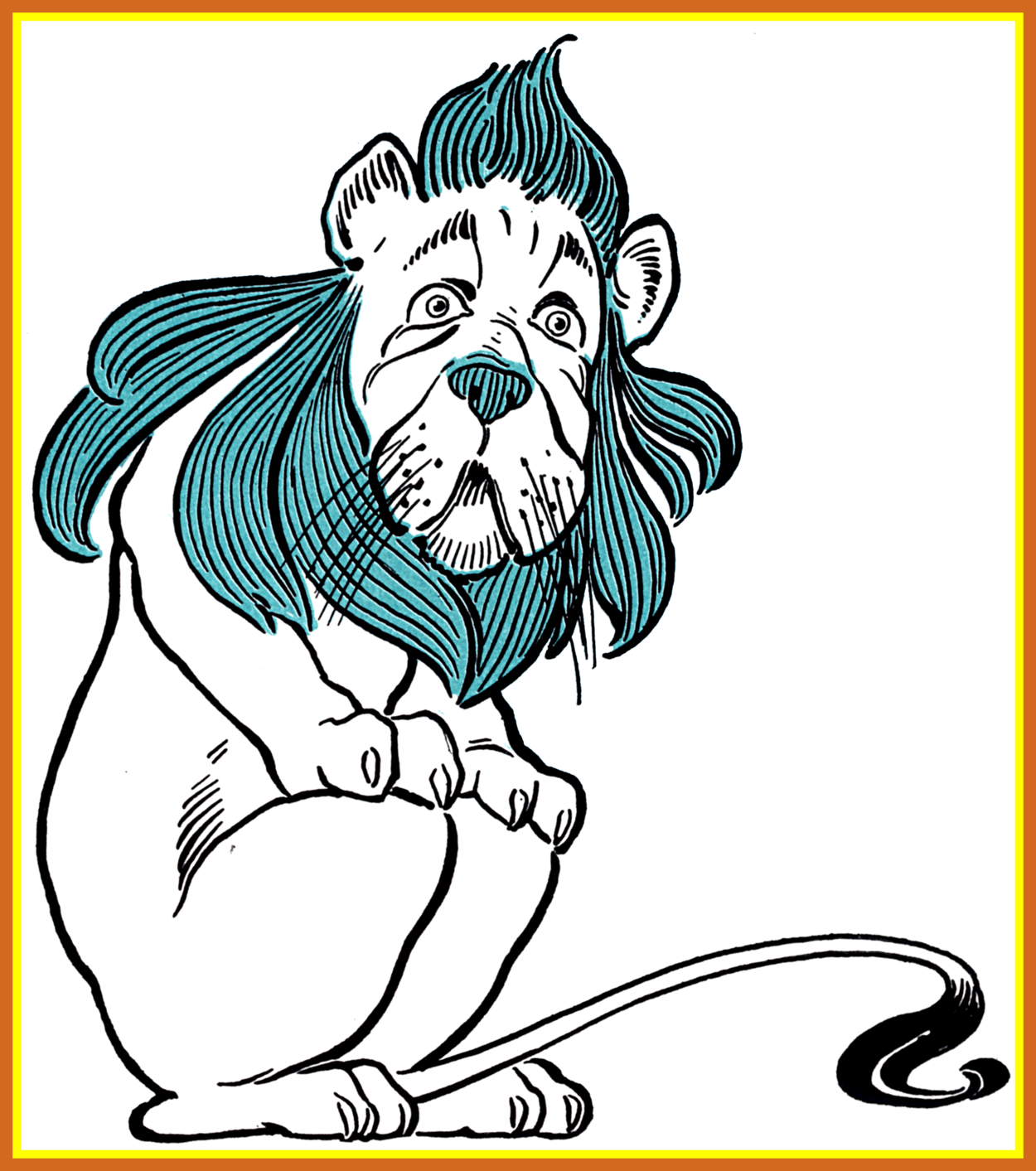 Vector Freeuse Black And White Clipart Lion - Cowardly Lion Wizard Of Oz Clipart (1250x1413), Png Download