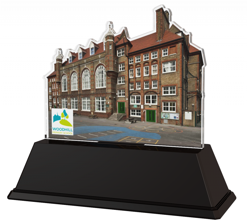 School Building Custom Acrylic Award - House (800x800), Png Download