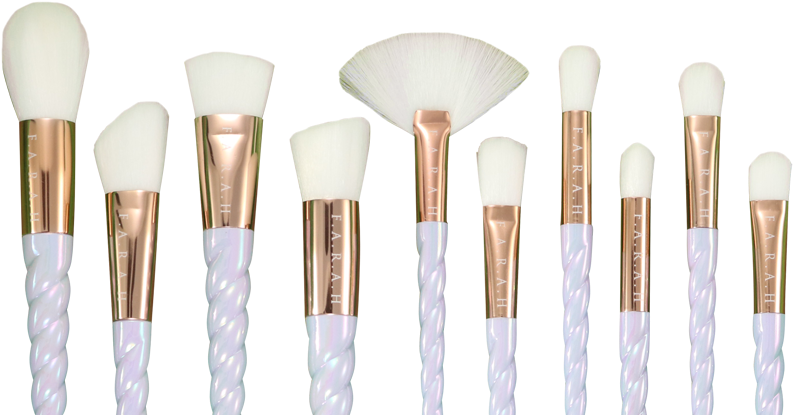 White - White Makeup Brushes Png (899x472), Png Download