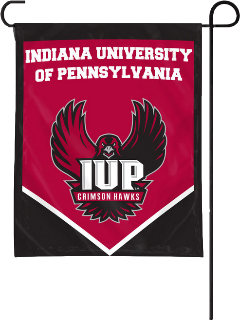 Garden Flag, Iup Full Name & Full Hawk Logo - Iup Crimson Hawks (507x674), Png Download
