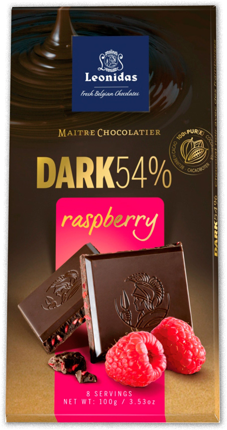 Leonidas Dark 54% Raspberry Bars - Leonidas Dark Chocolate Raspberry (936x936), Png Download