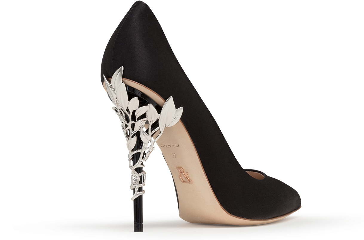 Graphic Free Library Eden Pump Black Satin With Silver - Basic Pump (1450x900), Png Download