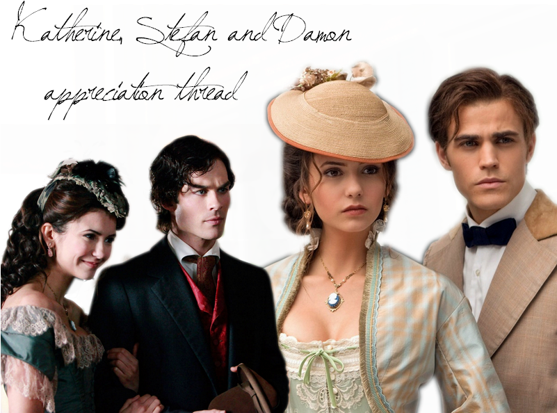 Nina Dobrev - Katherine/stefan/damon - Katherine Pierce And Stefan 1864 (800x600), Png Download
