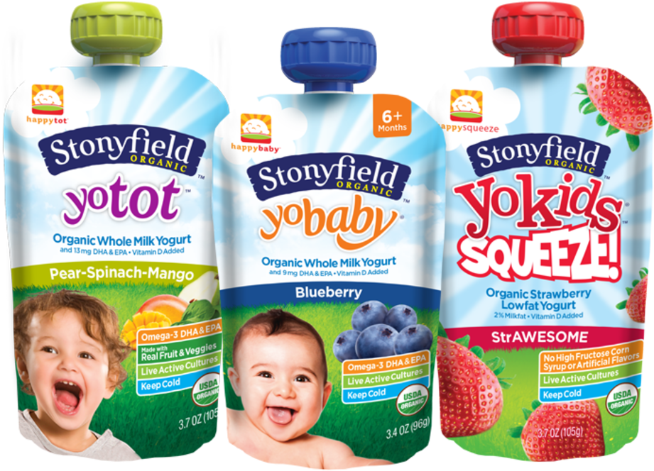 Stonyfield/happy Family Yogurt Pouches - Yogurt For Babies (1000x739), Png Download