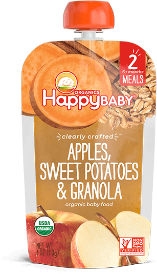 Apples, Sweet Potatoes & Granola 113g - Happy Family (600x600), Png Download