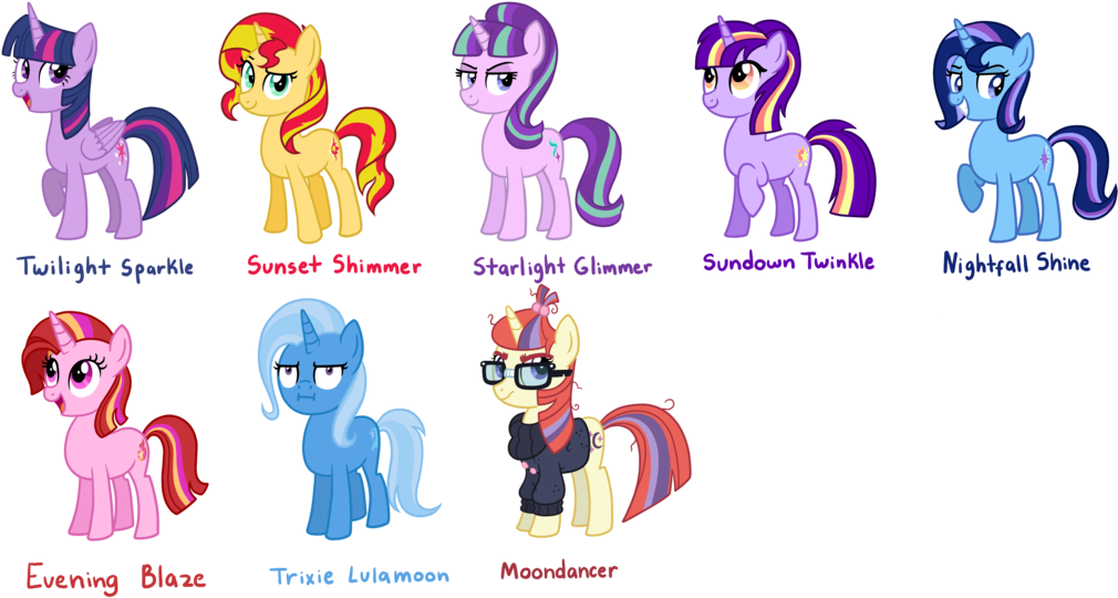 Twilight Sparkle Synonyms Trixie And Moondancer By - Starlight Sunset Trixie Moondancer Twilight (1024x559), Png Download