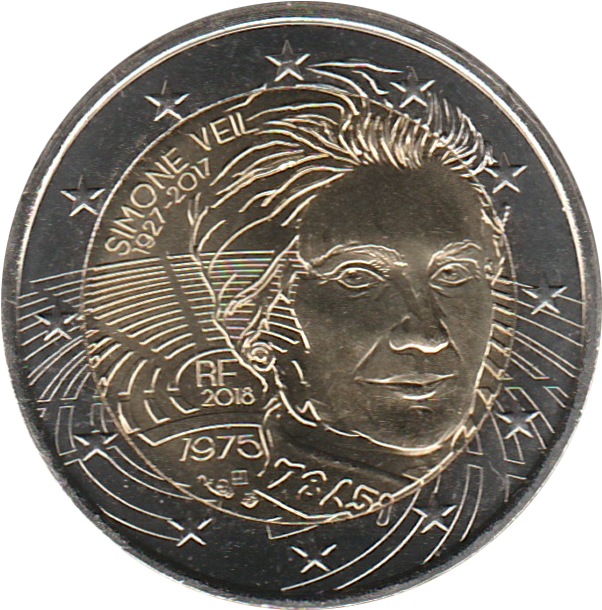 Fr 2€ 2018 Veil - Coin (632x633), Png Download