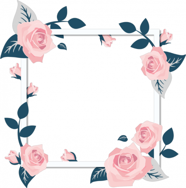 Khung Góc Hoa Hồng Stickers Png Frame Flower Flowers - Valentines Day Rose Border (592x600), Png Download
