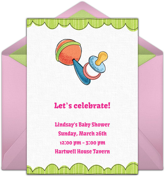 Baby Rattle Online Invitation - Yoga Invitations (650x650), Png Download