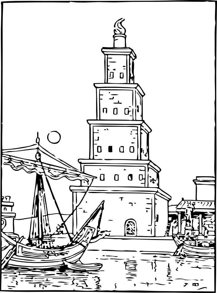 Ancient Lighthouse - Lighthouse Of Alexandria Coloring Page (741x1000), Png Download