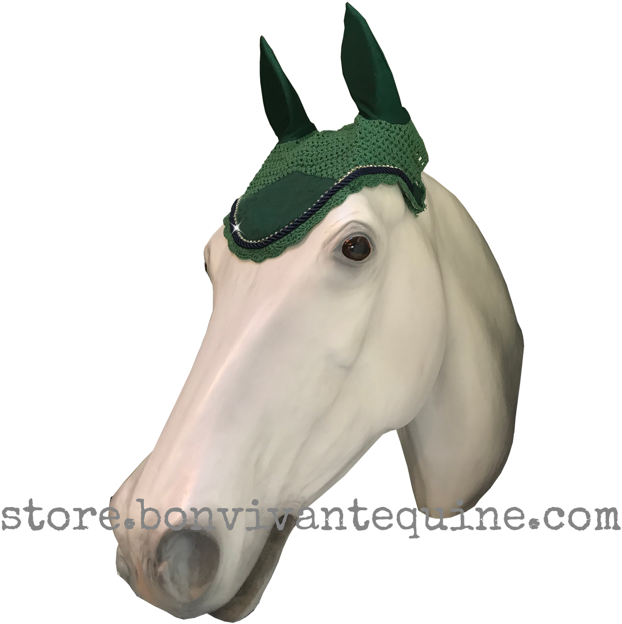 Hunter Green Bling Horse Crochet Fly Bonnets - Bonnet (1280x1280), Png Download