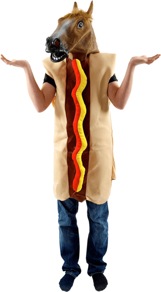 Horse In Hot Dog Costume (600x951), Png Download