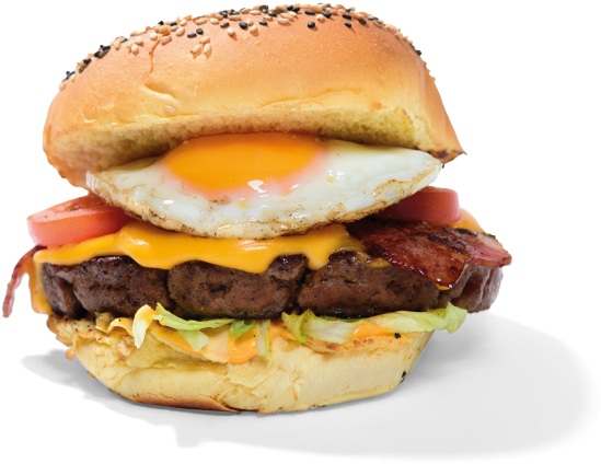 Fried Egg Burger - Hamburger With Egg Png (600x600), Png Download