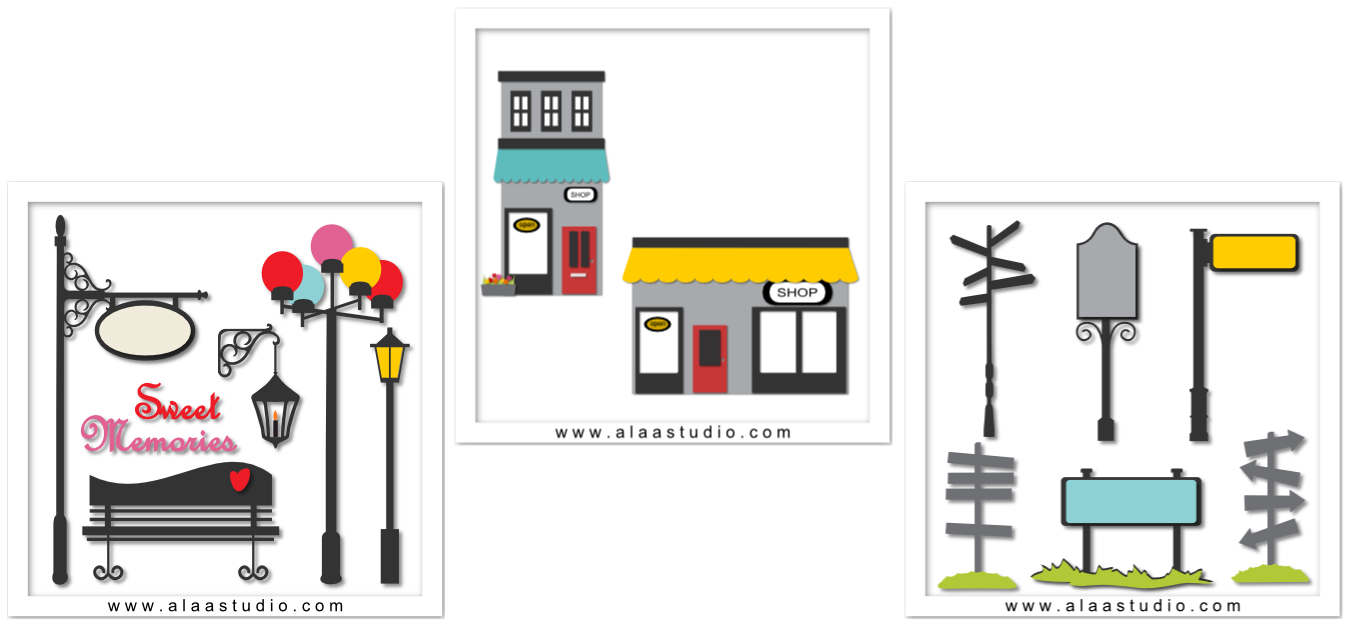 This Is A Collection Of 2d Street/ Out Door Elements, - Street Signs Cartoon 2d (1347x624), Png Download