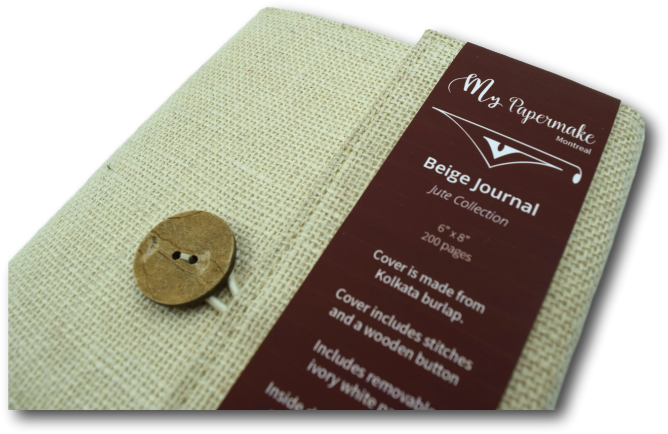 Burlap Jute Journal Beige - Button (1400x1400), Png Download