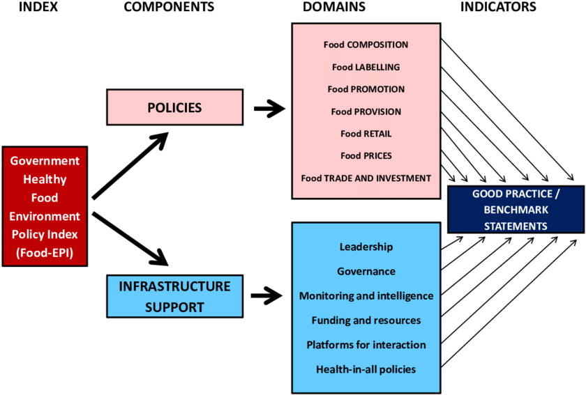 Components And Domains Of The 'healthy Food Environment - Diagram (850x581), Png Download