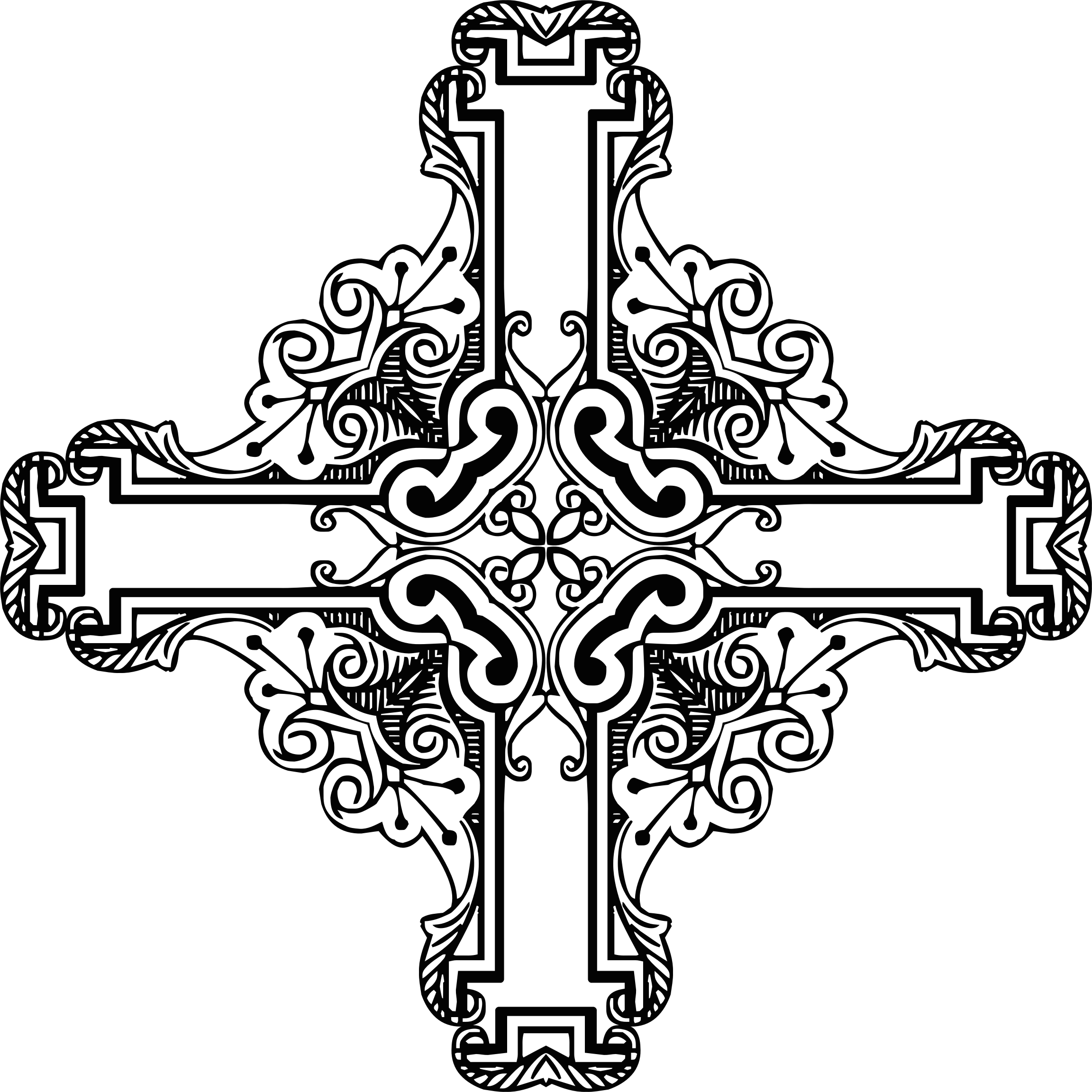Cross Clipart Frame - Religious Flourish (2304x2304), Png Download