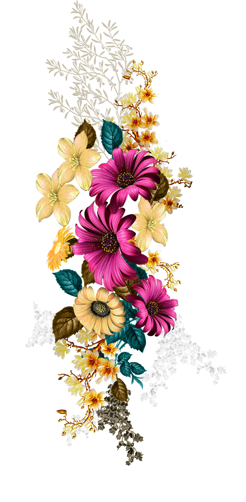 Digital Ladies Dress Pattern, Textile Design Png, Print - African Daisy (786x1600), Png Download
