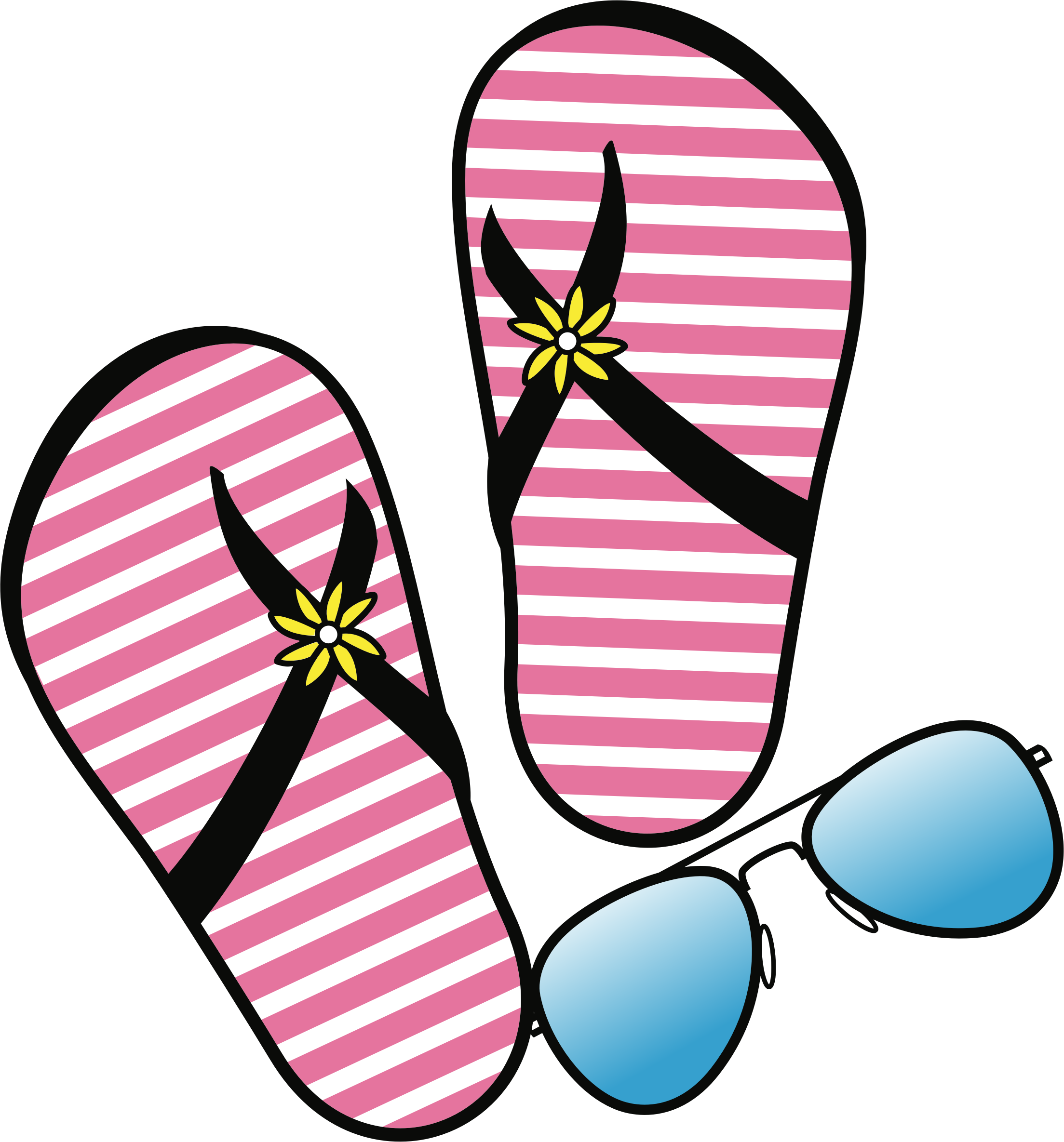 Big Image - Flip Flops And Sunglasses Clipart (2207x2370), Png Download