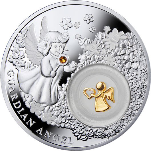 Fine Silver Gold-plated Coin Guardian Angel Mintage - Юбилейна Монета За Кръщене (570x570), Png Download