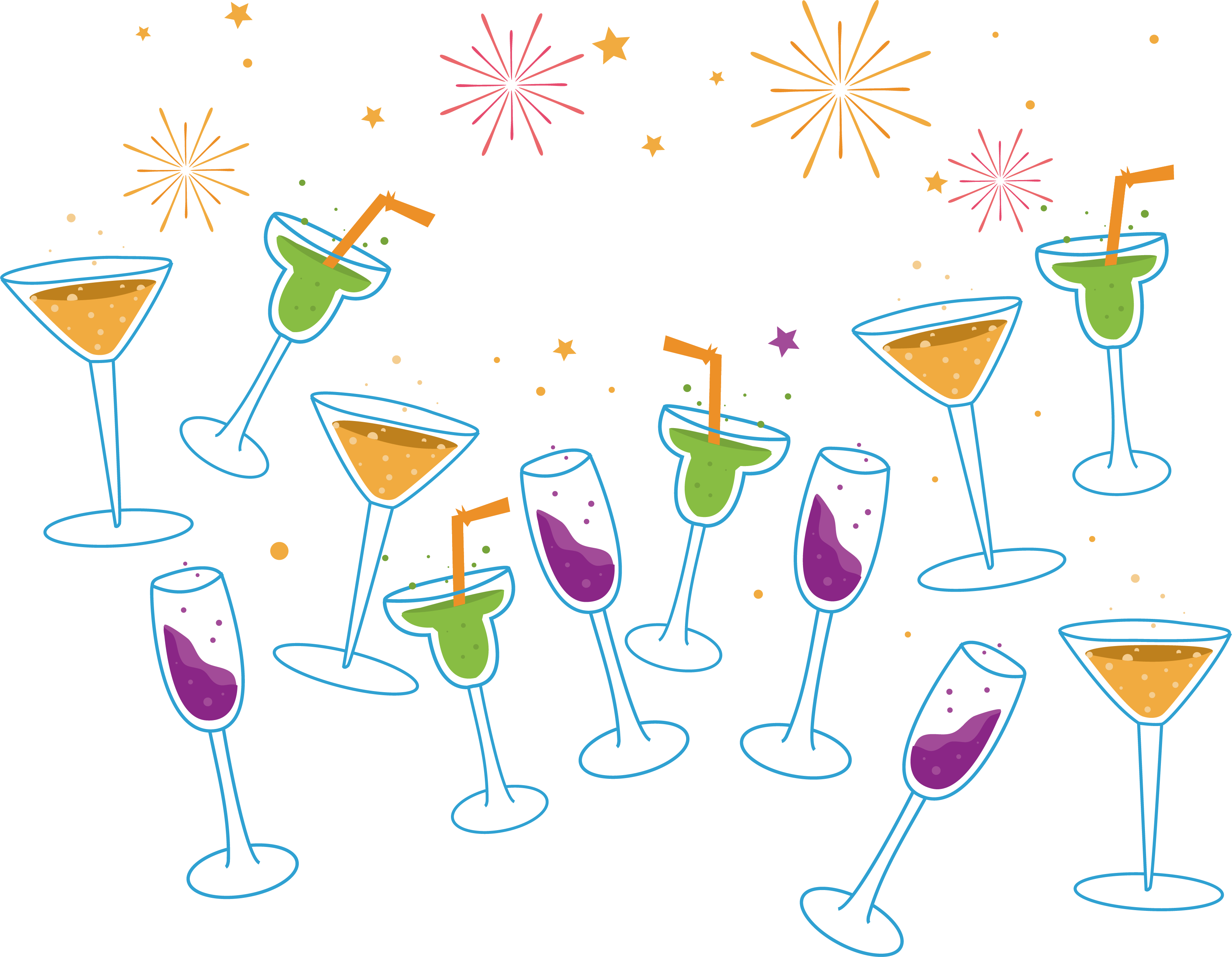 Martini Clipart Toast - Brindis Año Nuevo Png (3311x2573), Png Download
