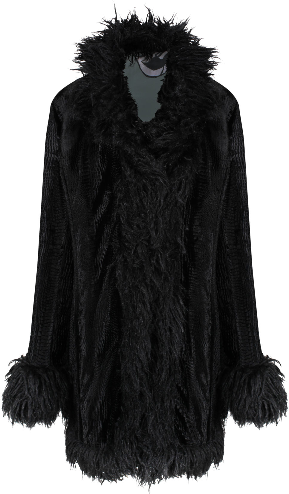Himalia Coat Black Texture X Iris - Fur Clothing (1000x1678), Png Download