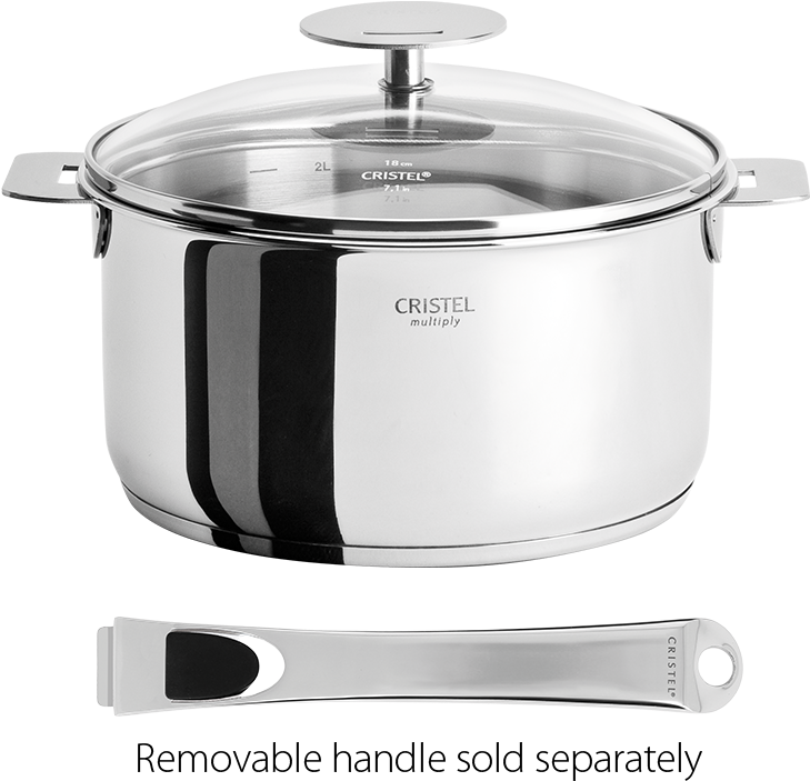 Detachable Handle Casteline Saucepan With Domed Lid - Frying Pan (1500x820), Png Download