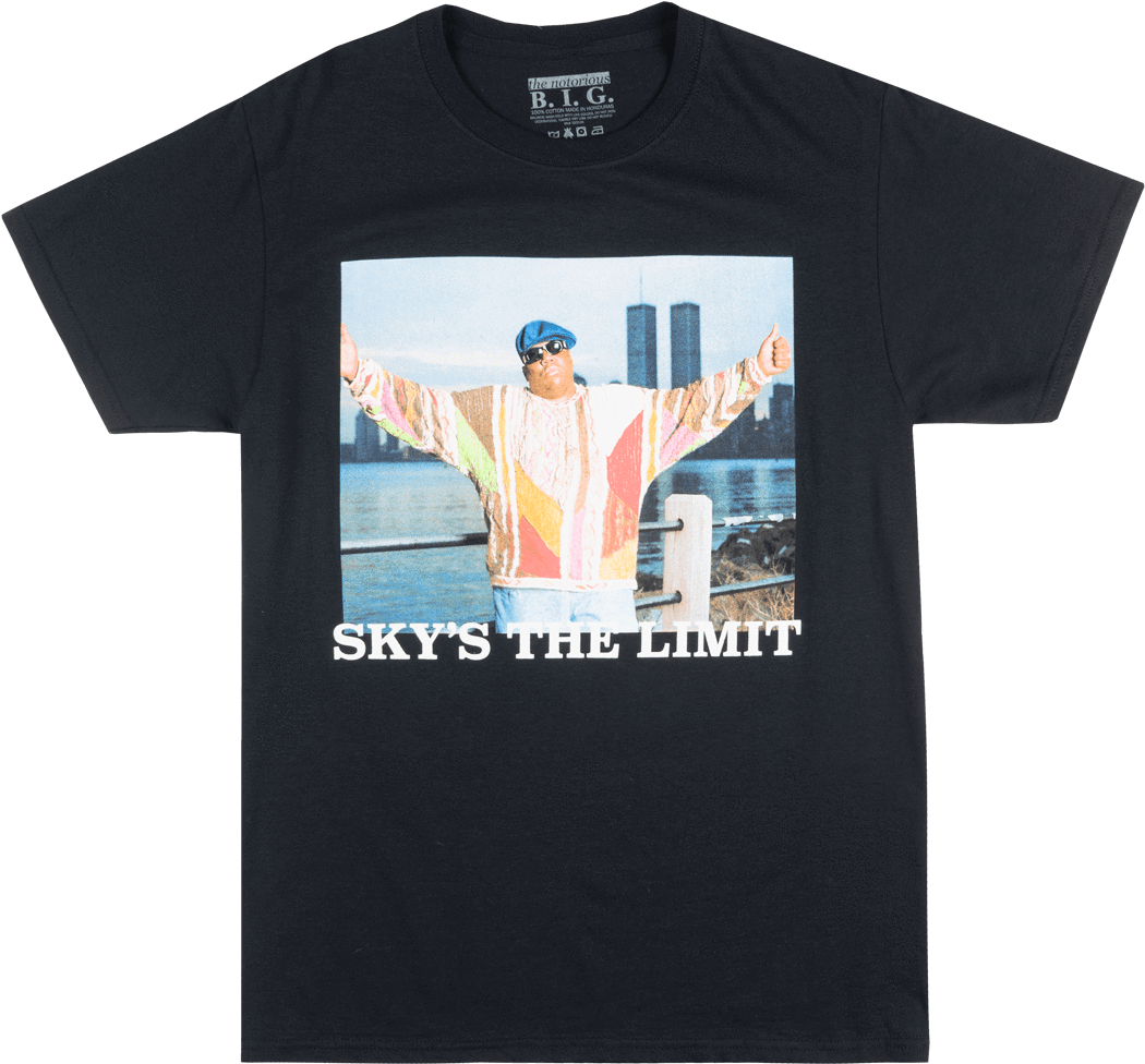 Notorious Big Skys The Limit T-shirt Men Biggie Smalls - Sky's The Limit Biggie Shirt (1094x1000), Png Download