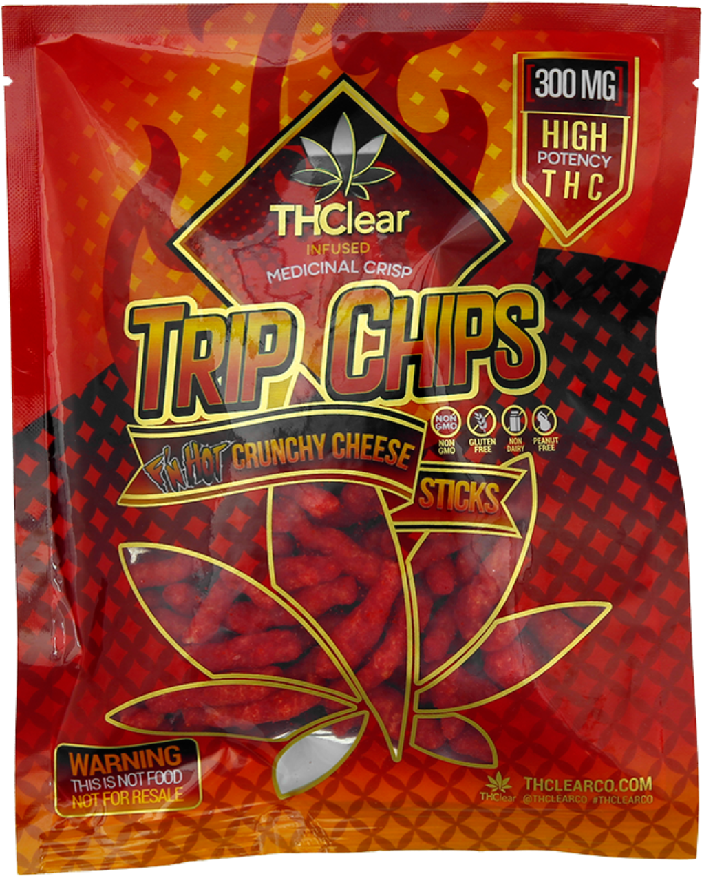 Extra Hot Crunchy Cheese Sticks 300 Mg By Thclear - Thc Edibles Chips (1600x1600), Png Download