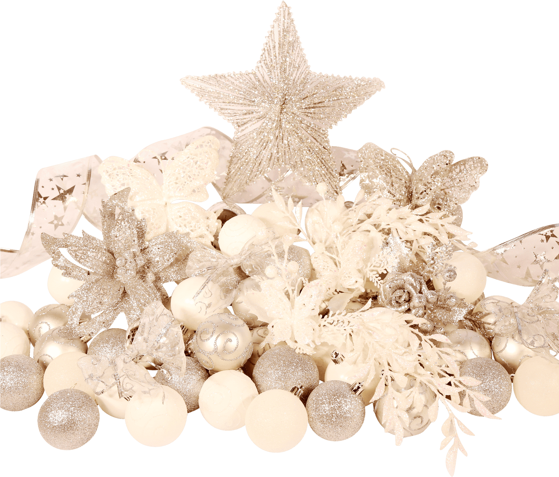 9ft Christmas Tree Festive Decoration Set In Silver - Christmas Ornament (1920x1821), Png Download