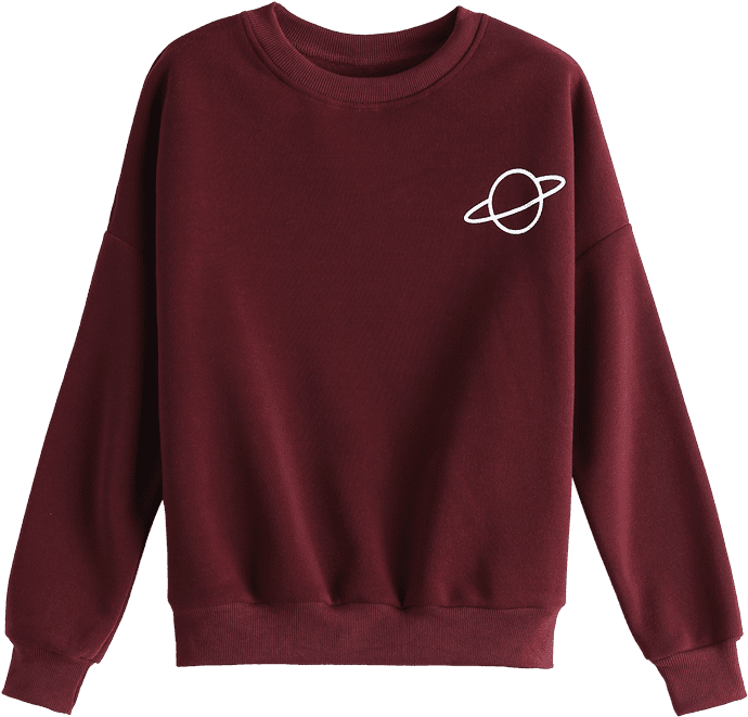 Casual Round Neck Planet Pattern Women Sweatshirt - Pull Gucci Avec Bande (700x931), Png Download