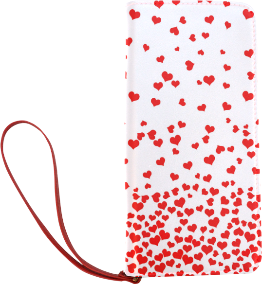 Red Falling Hearts On Pink Women's Clutch ~ Red Floating (1000x1000), Png Download