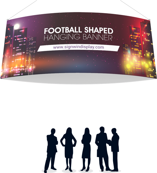 Football Shaped Hanging Banner Fabric Printing For - Silhouette (800x600), Png Download
