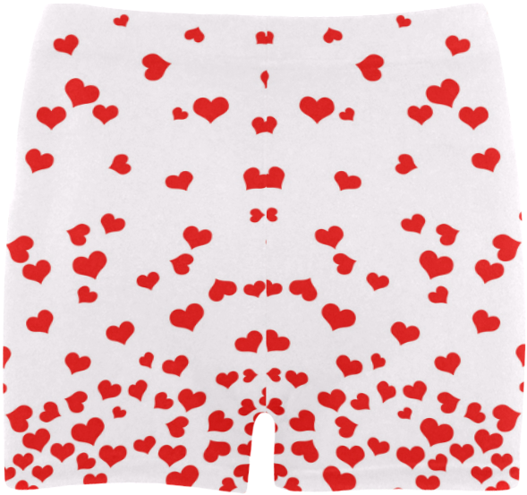 Red Falling Hearts On Pink Briseis Skinny Shorts (1000x1000), Png Download