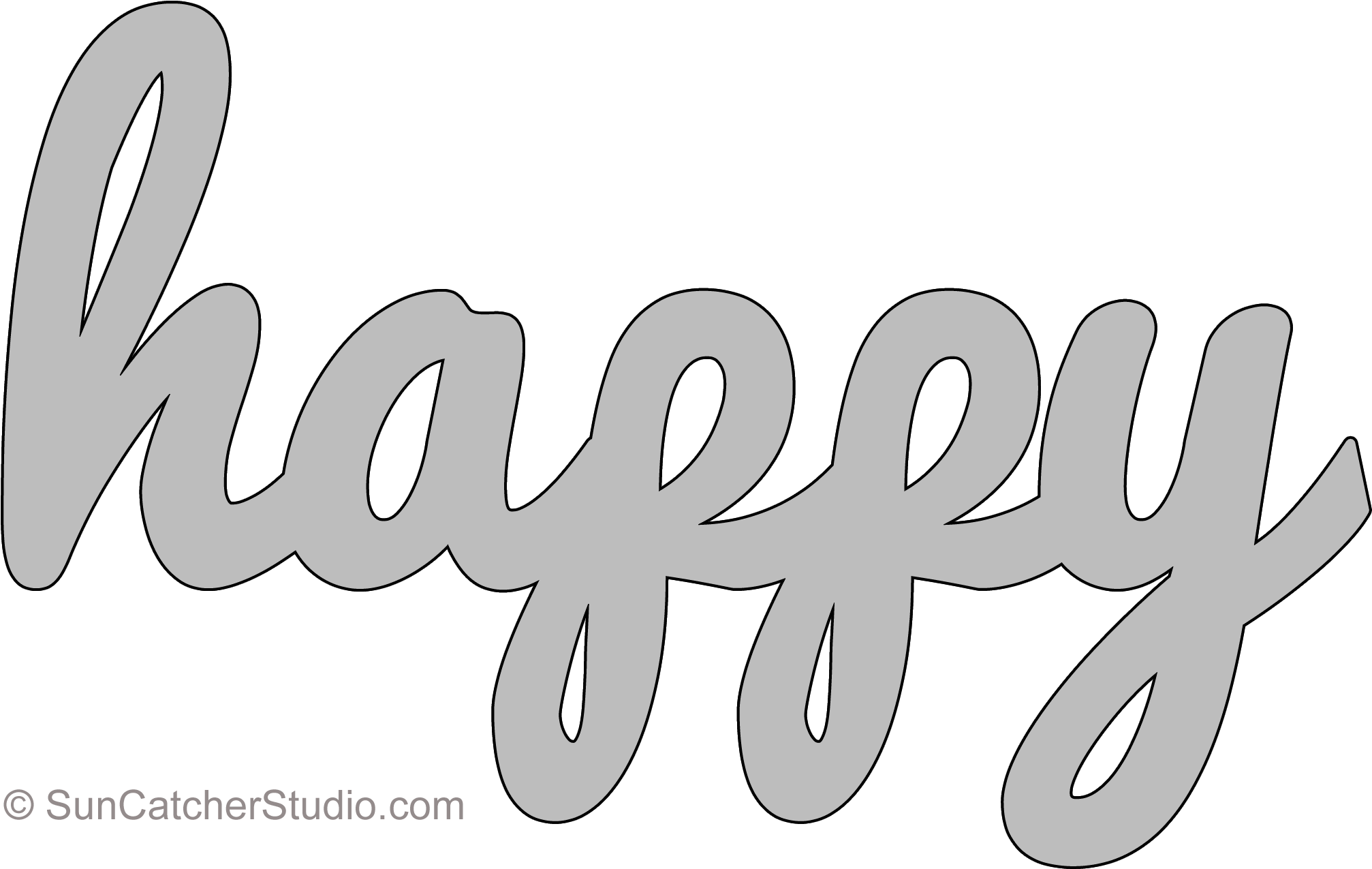 Happy Pattern Free Template Stencil Printable Word - Calligraphy (2100x1376), Png Download