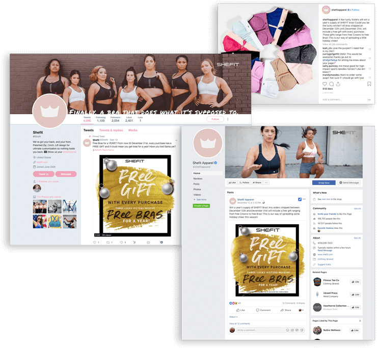 Shefit Instagram Twitter Facebook Holiday Campaign - Online Advertising (800x720), Png Download