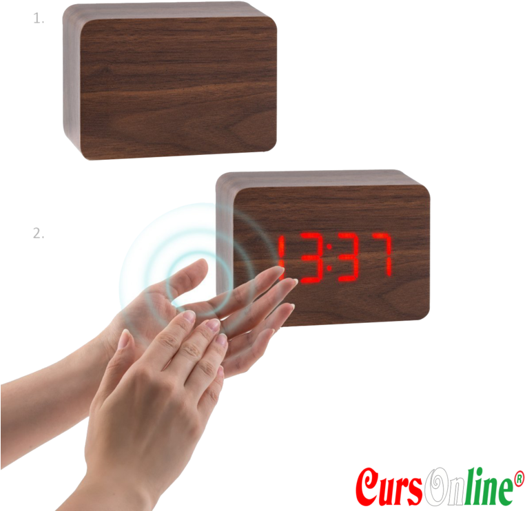 Mini Rectangle Wood Grain Calendar Thermometer Desk - Alarm Clock (768x768), Png Download