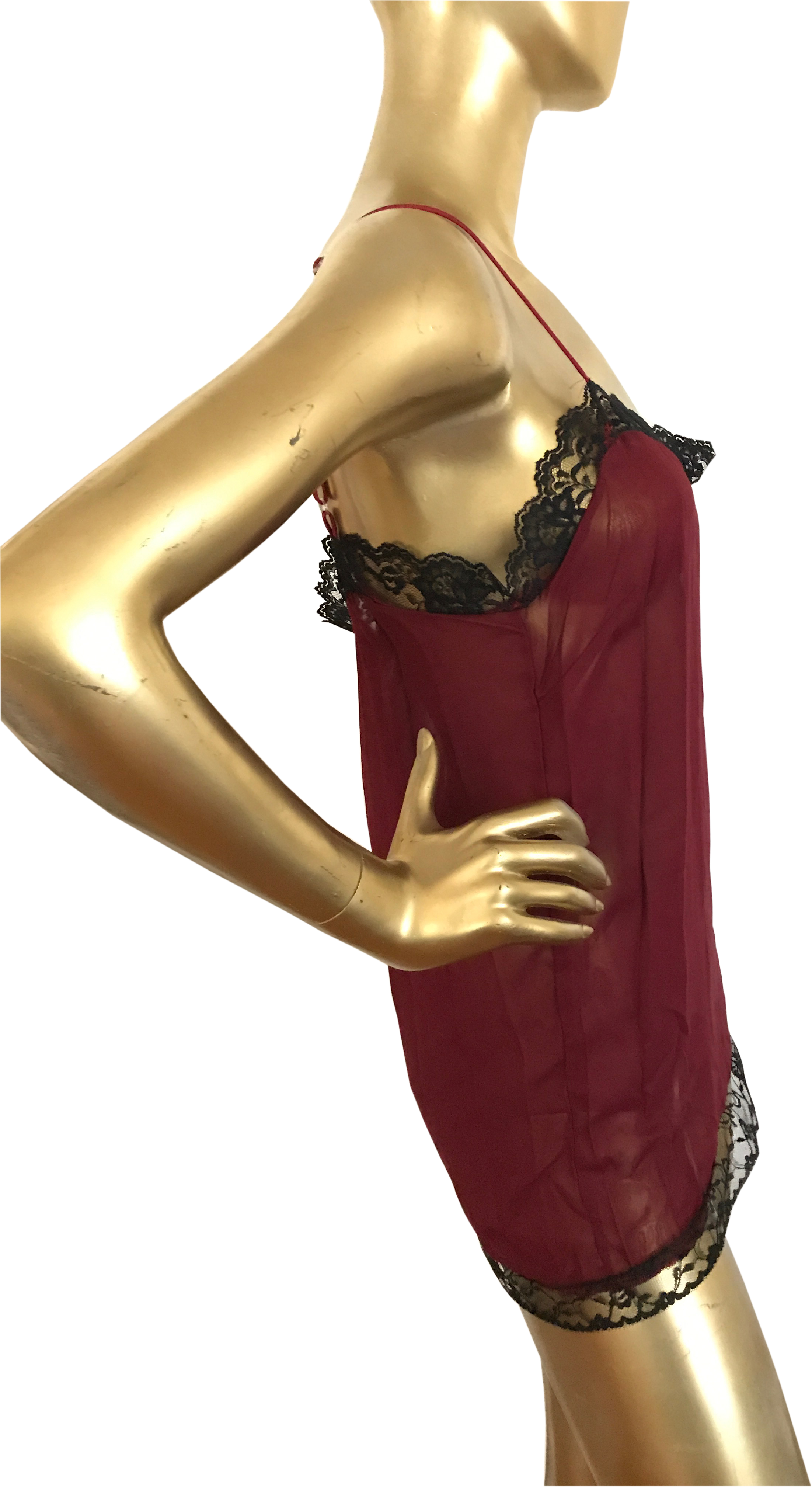 Red Lingerie With Black Lace - Mannequin (3024x4032), Png Download