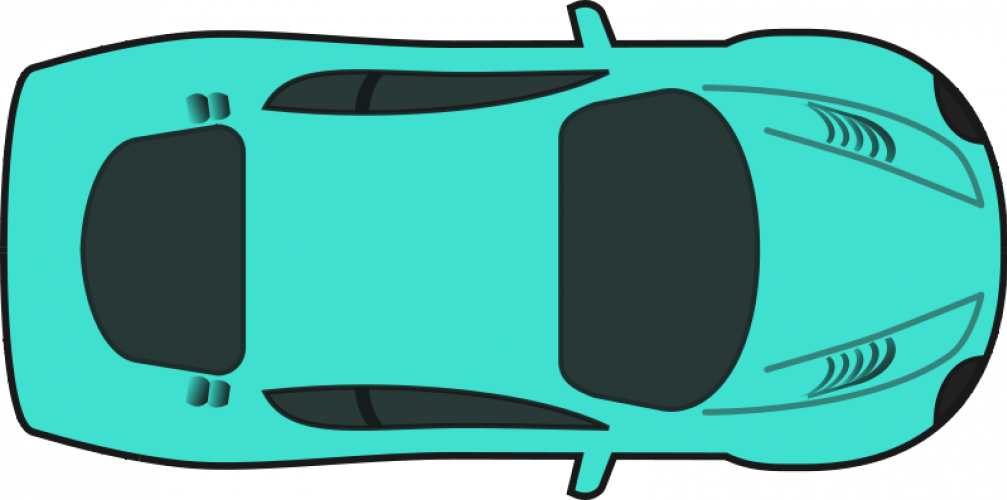 Turquoise Racing Car Vector Drawing - Car Clipart Top View (1007x500), Png Download