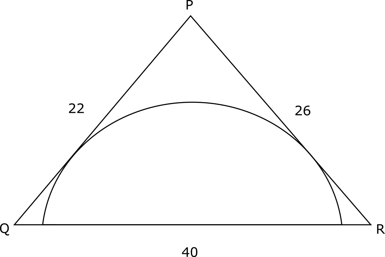 A Semicircle Is Inscribed In A Triangle With Sides - Triangle (1309x876), Png Download