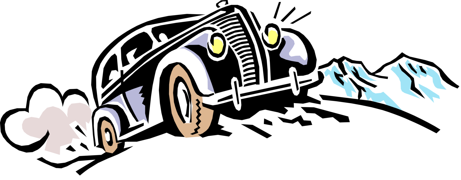 Vector Illustration Of Vintage Antique Automobile Car - Illustration (1794x700), Png Download