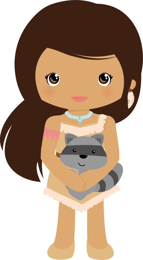 Pocahontas And Meeko - Princesa Pocahontas Cute (495x900), Png Download