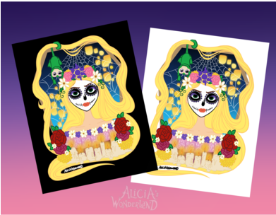 Sugar Skull Lost Princess Print - Calavera (390x390), Png Download