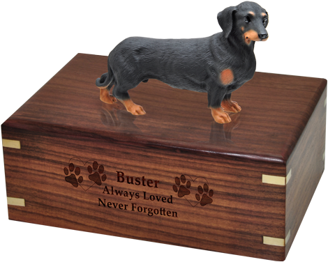 Dachshund Breed Dog Urn With Engraved Wood Base - Black Lab Cremation Urns (500x500), Png Download